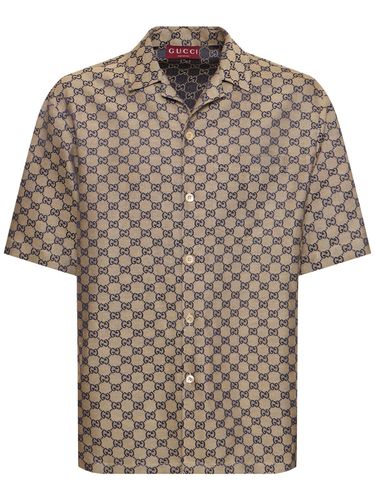 Chemise En Toile De Lin Mélangé Gg - GUCCI - Modalova