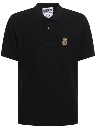 Polo Avec Patch Logo Ourson - MOSCHINO - Modalova