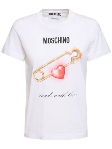 T-shirt En Jersey De Coton Imprimé - MOSCHINO - Modalova