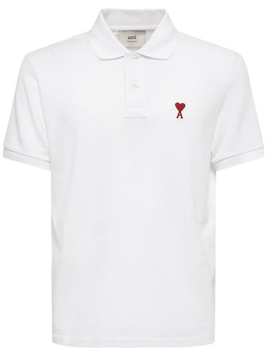 Polo En Piqué De Coton Avec Logo - AMI PARIS - Modalova