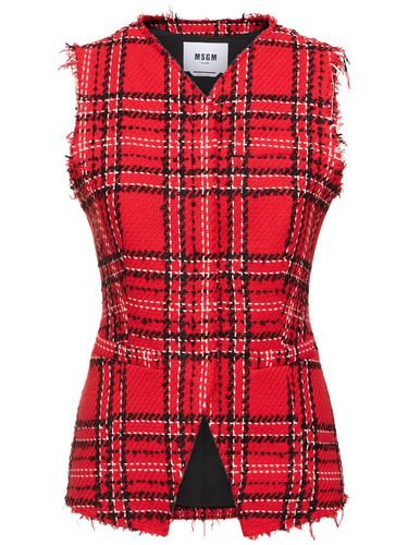 Gilet En Tweed De Coton Tartan - MSGM - Modalova