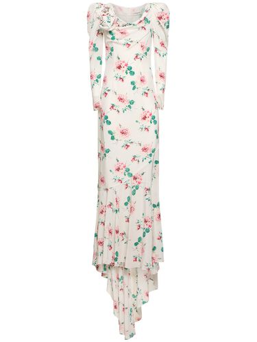 Robe Longue En Soie Imprimé Roses - ALESSANDRA RICH - Modalova