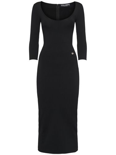 Robe Midi En Jersey De Viscose À Manches 3/4 - DOLCE & GABBANA - Modalova