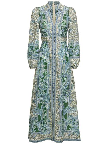 Robe Longue En Lin Imprimé Ottie - ZIMMERMANN - Modalova