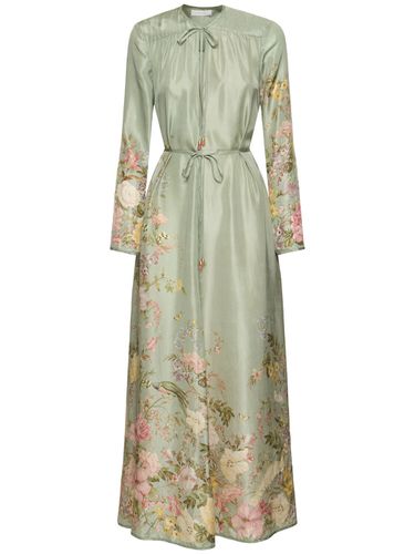 Robe Longue En Lin Imprimé Waverly - ZIMMERMANN - Modalova