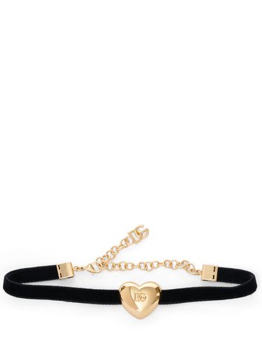 Choker En Velours Avec Cœur Logo - DOLCE & GABBANA - Modalova