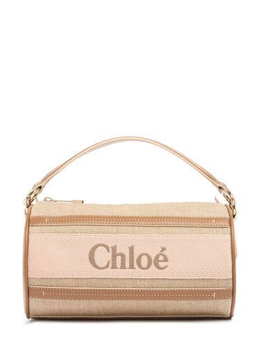 Sac Porté Épaule En Cuir Et Lin Woody - CHLOÉ - Modalova