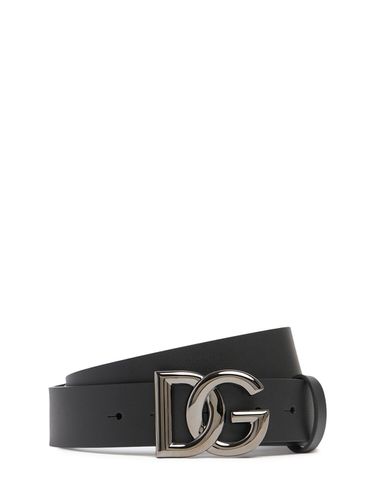 Ceinture En Cuir À Logo 3,5 Cm - DOLCE & GABBANA - Modalova