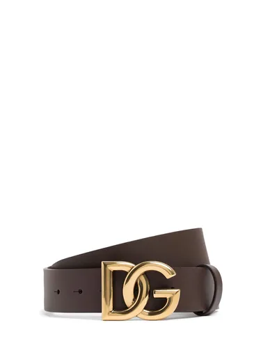 Ceinture En Cuir À Logo 3,5 Cm - DOLCE & GABBANA - Modalova