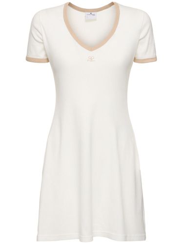 Robe Courte En Coton À Col En V Contrastant - COURREGES - Modalova