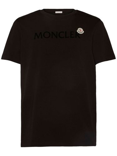 T-shirt En Coton À Logo Floqué - MONCLER - Modalova