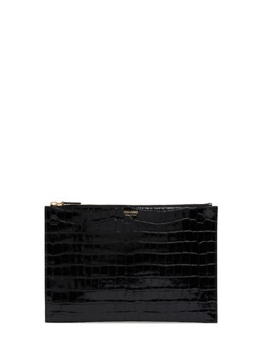 Pochette Plate Embossée Croco Avec Dragonne - TOM FORD - Modalova