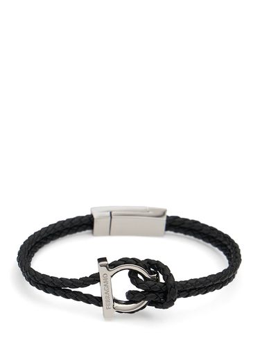 Bracelet En Cuir Tressé Gancio 17 Cm - FERRAGAMO - Modalova