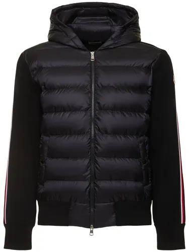 Cardigan Rembourré En Nylon Et Laine - MONCLER - Modalova