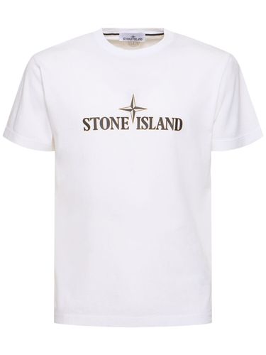 T-shirt À Manches Courtes En Coton - STONE ISLAND - Modalova