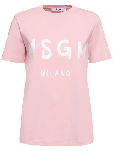 T-shirt En Jersey De Coton À Logo - MSGM - Modalova