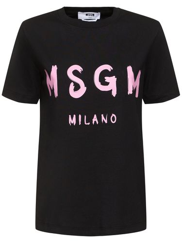 T-shirt En Jersey De Coton À Logo - MSGM - Modalova