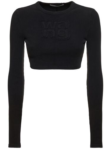 T-shirt Manches Longues En Coton Effet Usé - ALEXANDER WANG - Modalova