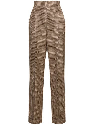 Pantalon Droit En Jacquard Taille Haute - MOSCHINO - Modalova