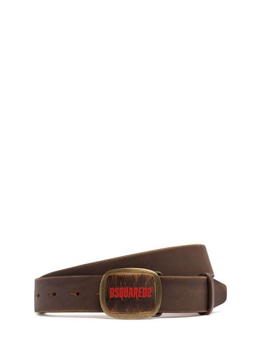 Ceinture En Cuir Avec Plaque Logo 35 Mm - DSQUARED2 - Modalova