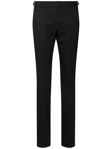 Pantalon En Laine - VERSACE - Modalova