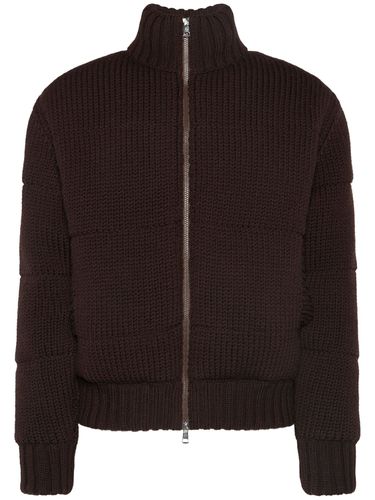 Cardigan Zippé En Maille De Laine Vierge Mélangée - MONCLER - Modalova