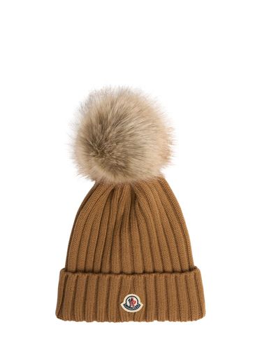 Virgin Wool Beanie W/ Pompom - MONCLER - Modalova