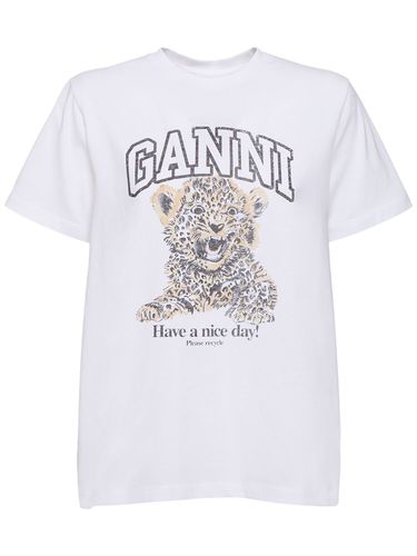 T-shirt Décontracté En Jersey De Coton Imprimé - GANNI - Modalova