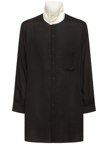 Chemise En Coton Mélangé À Col Montant En U - YOHJI YAMAMOTO - Modalova