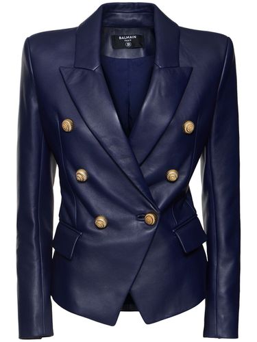 Veste Boutonnée En Cuir - BALMAIN - Modalova