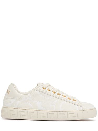 Sneakers En Coton Barocco - VERSACE - Modalova