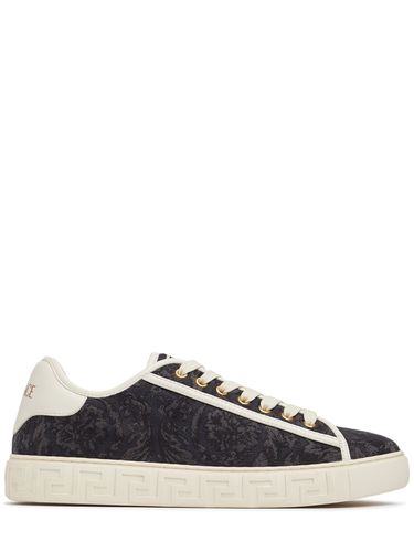 Sneakers En Coton Barocco - VERSACE - Modalova