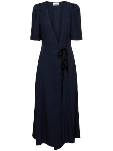 Robe Midi En Sergé De Viscose Mélangée - GANNI - Modalova