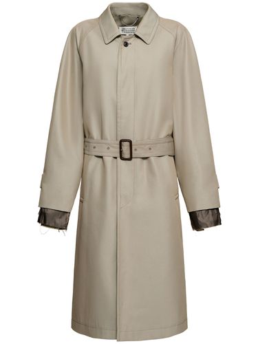 Trench-coat Long En Sergé De Coton Avec Ceinture - MAISON MARGIELA - Modalova