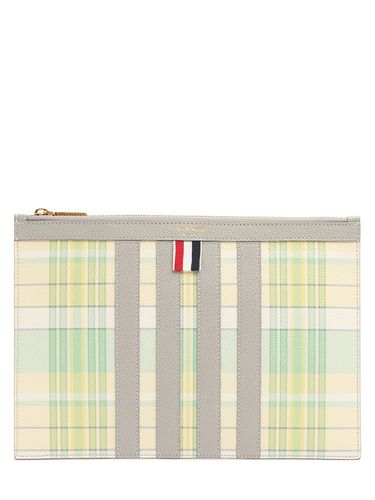 Petit Porte-documents En Cuir À Rayures - THOM BROWNE - Modalova