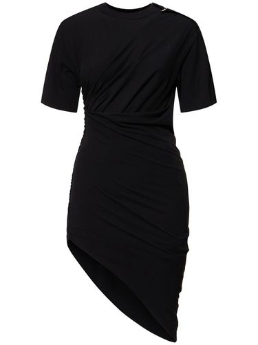 Robe Courte En Jersey De Coton Mélangé Drapé - MUGLER - Modalova