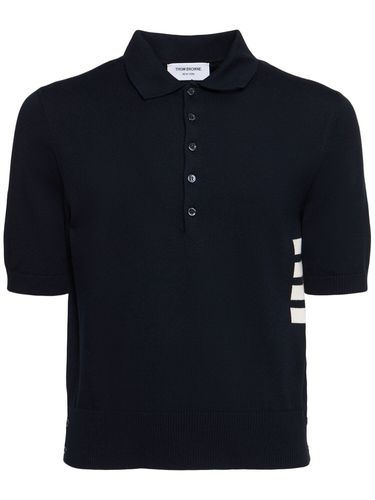 Polo En Jersey De Coton À 4 Bandes - THOM BROWNE - Modalova