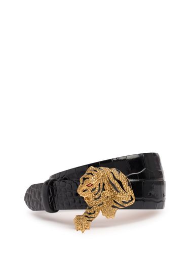 Ceinture En Cuir Embossé Roar 4 Cm - ROBERTO CAVALLI - Modalova