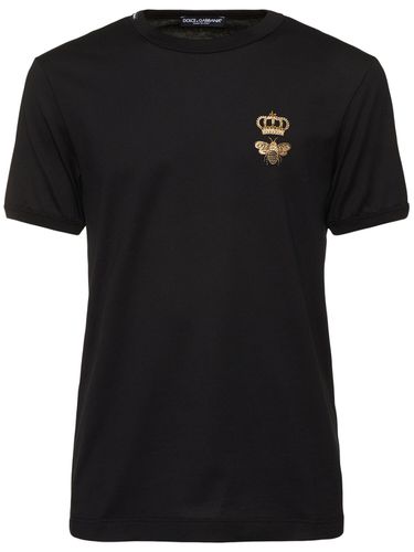 T-shirt En Coton Brodé Bee And Crown - DOLCE & GABBANA - Modalova