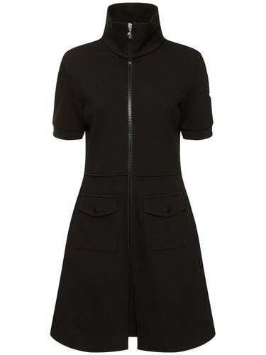 Cotton Blend Piquet Zip-up Dress - MONCLER - Modalova