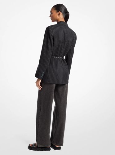 MK Blazer croisé rayé en laine mélangée à ceinture - Michael Kors - MICHAEL Michael Kors - Modalova