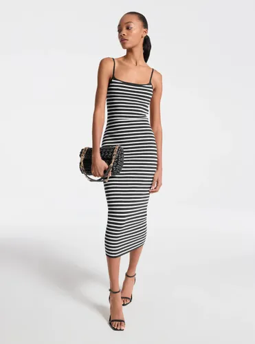 MK Robe mi-longue rayée en mélange de viscose extensible - Michael Kors - MICHAEL Michael Kors - Modalova