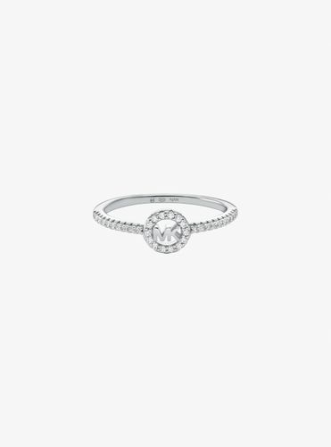 MK Bague Fulton plaquée en métal précieux et à breloque logo avec pierres pavées - Michael Kors - Modalova
