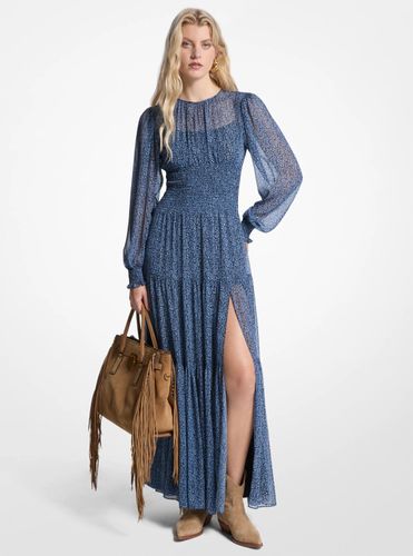 MK Robe longue smockée en georgette à motif cachemire métallisé - Michael Kors - MICHAEL Michael Kors - Modalova