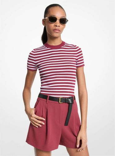 MK Pull rayé à manches courtes en tricot extensible - Michael Kors - MICHAEL Michael Kors - Modalova