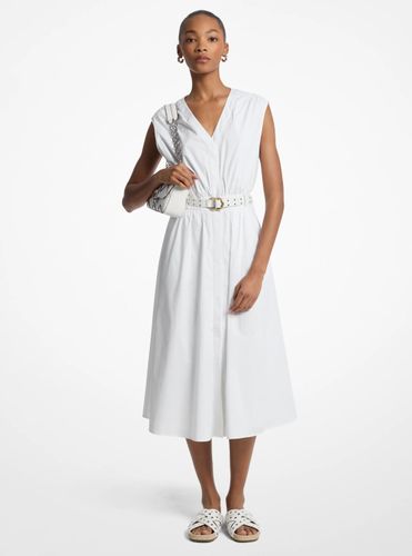MK Robe mi-longue en popeline de coton extensible à ceinture - Michael Kors - MICHAEL Michael Kors - Modalova