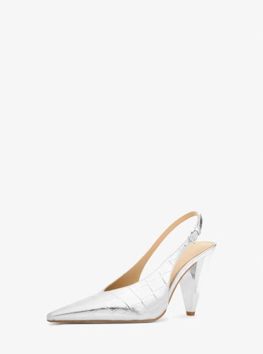 MK Escarpin Electra en cuir métallisé effet crocodile en relief avec bride arrière - Michael Kors - MICHAEL Michael Kors - Modalova