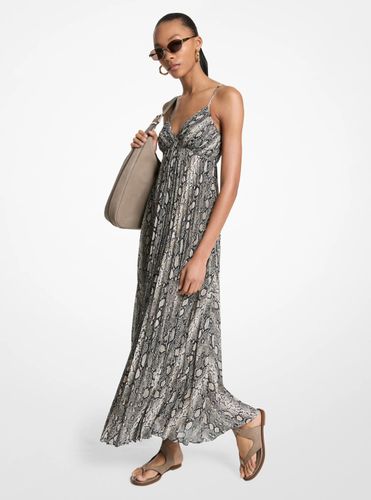MK Robe longue plissée en crêpe georgette à imprimé serpent - Michael Kors - MICHAEL Michael Kors - Modalova