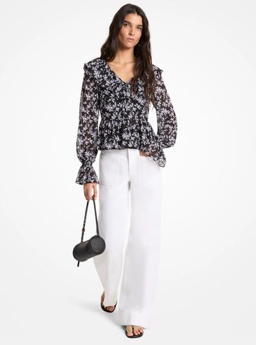 MK Chemisier à volants en georgette à imprimé floral - Michael Kors - MICHAEL Michael Kors - Modalova