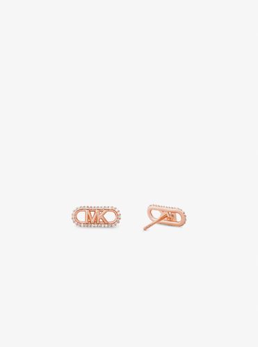 MK Boucles d'oreilles à logo Empire en argent sterling plaqué en métal précieux et pierres pavées - Michael Kors - Modalova